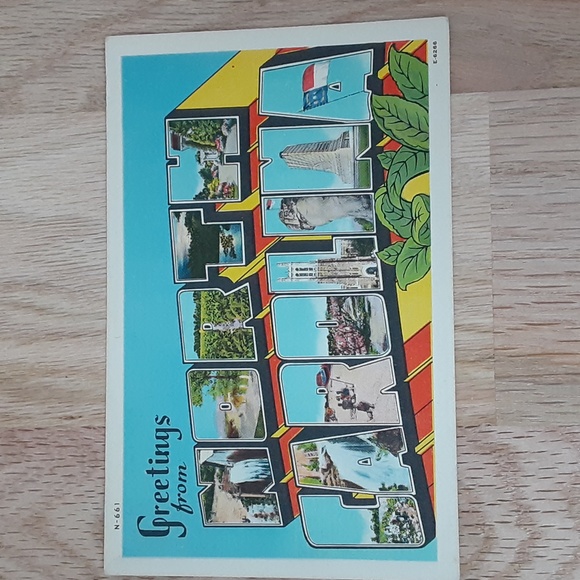 Other | Postcard Nc Large Letter Greetings From North Carolina Linen Unp | Poshmark